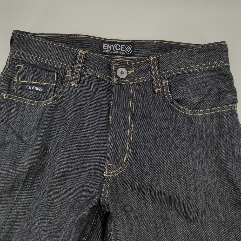 VTG Y2K Enyce Jeans Mens 32x34 Black Gray Hip Hop Skater Embroidery Heathered‎